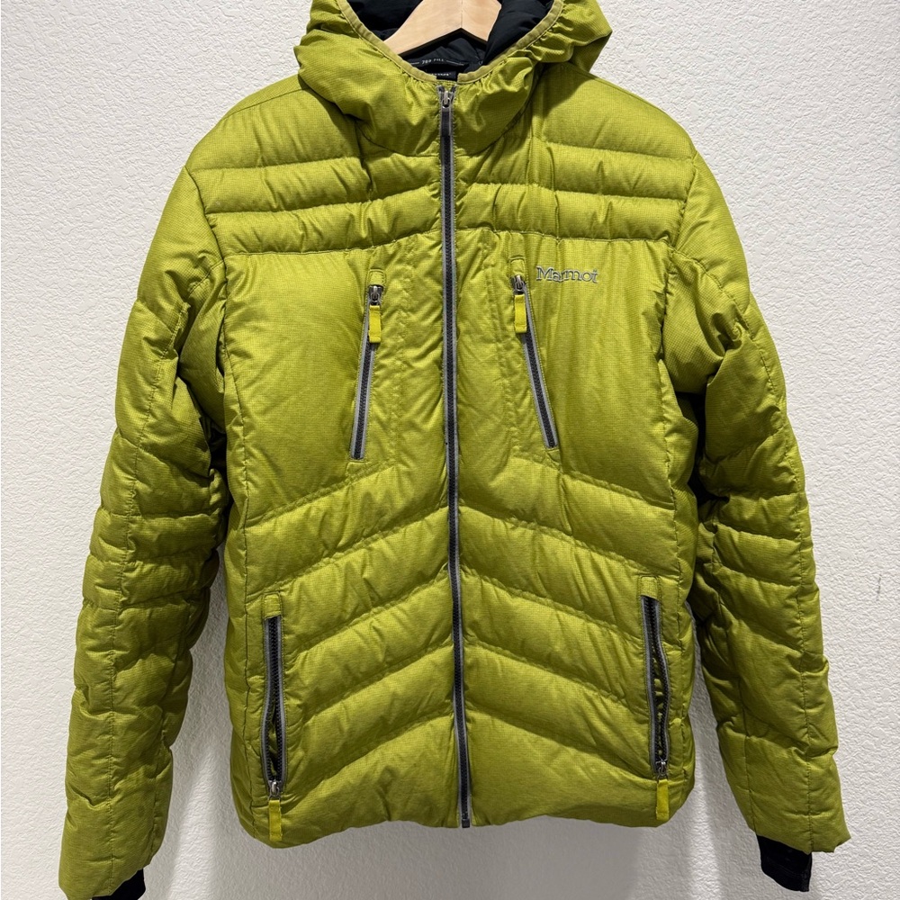 Marmot Men's Lime Green Hooded Puffer Jacket